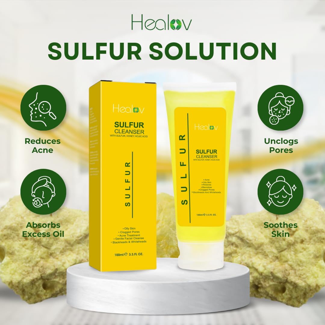 Healov sulfur cleansing after shower showing clear, comfortable skin