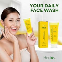 Healov sulfur exfoliating particles texture highlighting scrub-like pore care