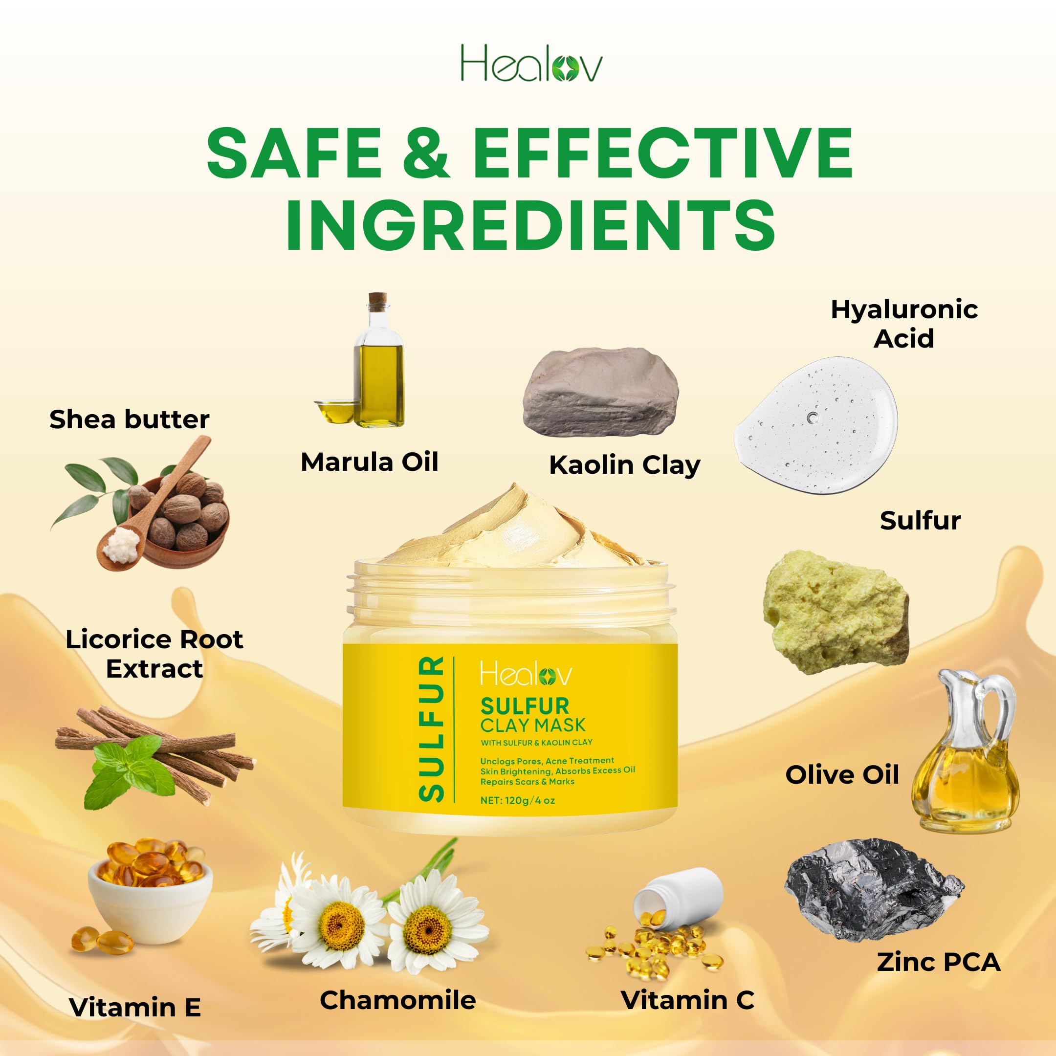 Healov sulfur mask on oily skin demonstrating mattifying effect