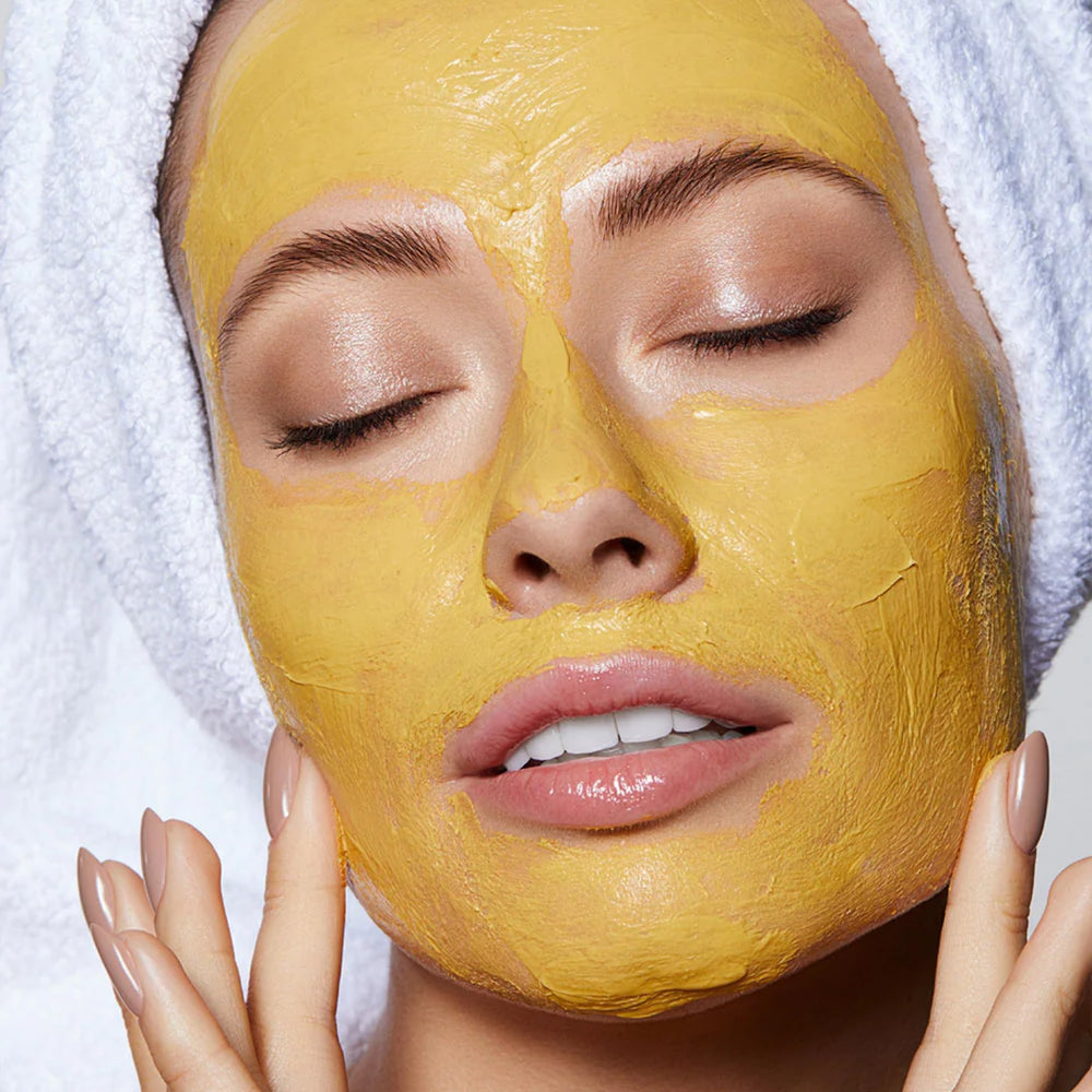 Healov sulfur face mask beside a basin for a spa-like routine