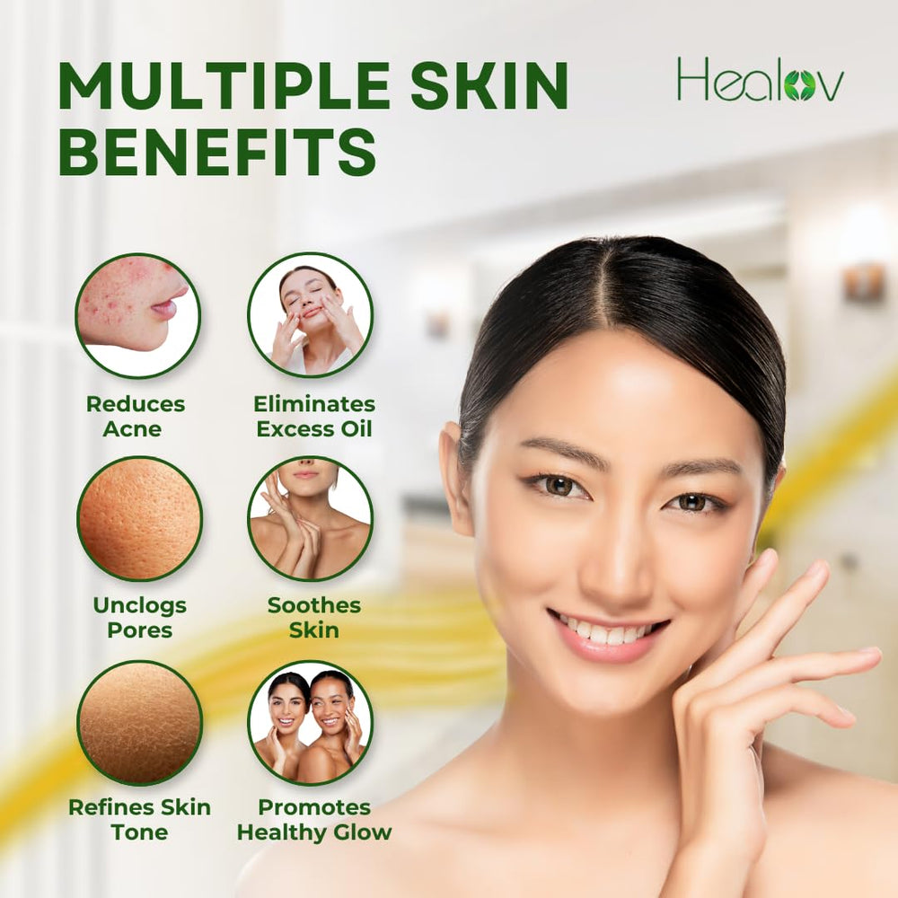 Healov sulfur face wash lather on hand showing gentle exfoliation