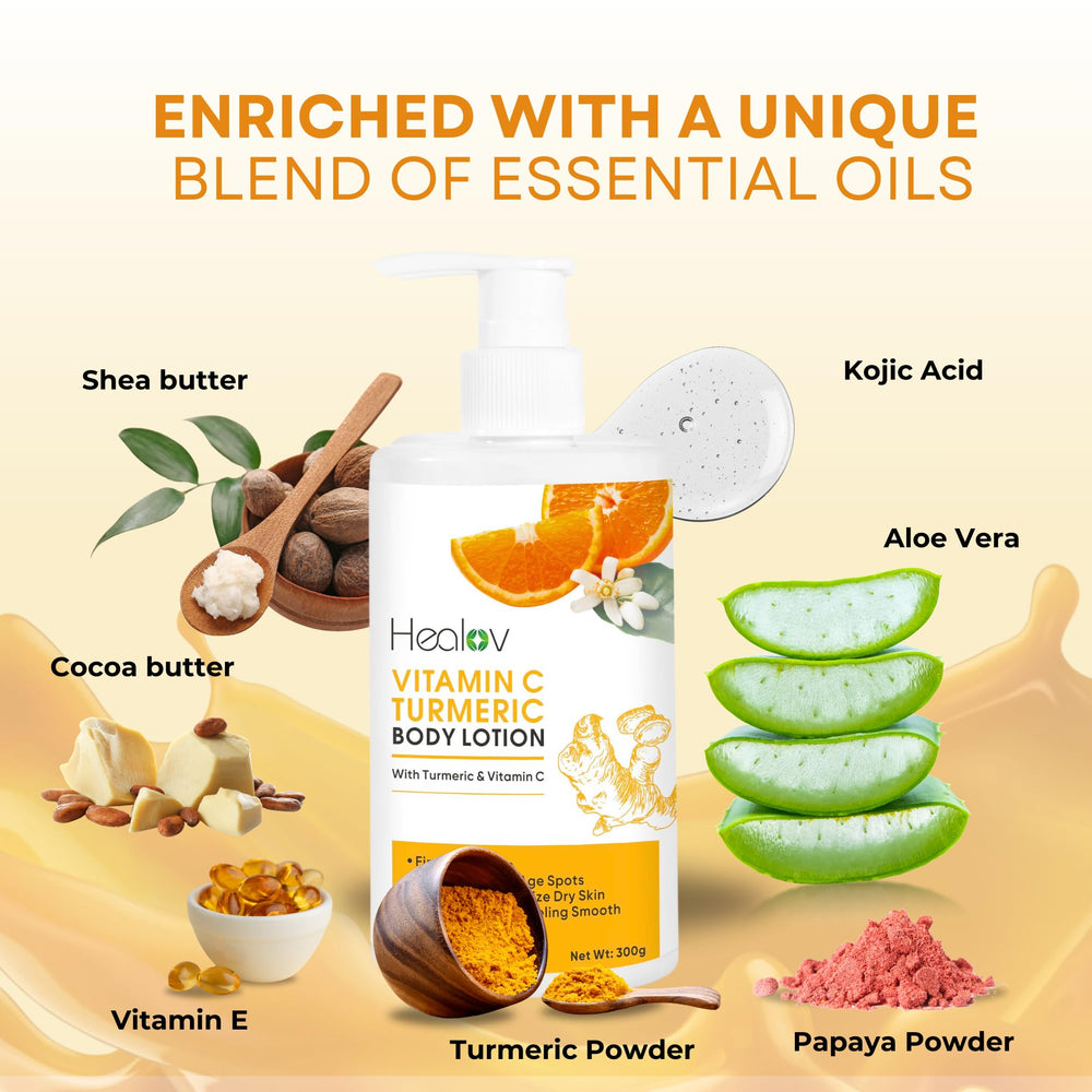 Healov Turmeric Lotion combats dry skin, leaving softness