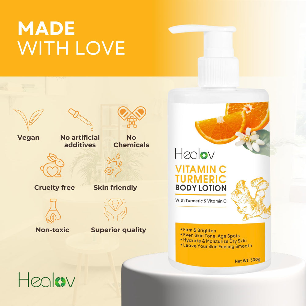 Healov Turmeric Lotion made in USA with phthalate-free formula