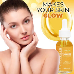 Healov Turmeric Serum natural ingredients close-up, highlighting purity.
