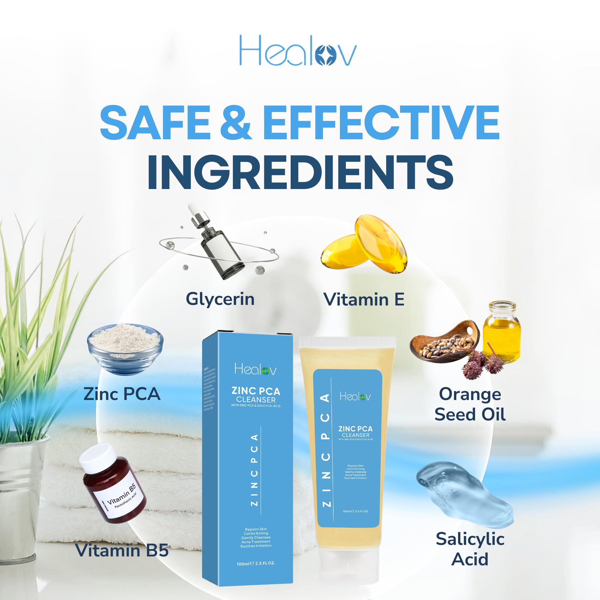 Healov Zinc Face Wash citrus fragrance evokes a revitalizing bath-time ritual.