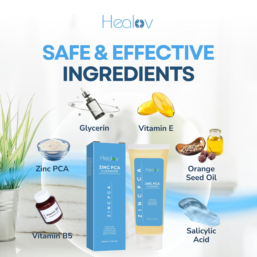 Healov Zinc Face Wash citrus fragrance evokes a revitalizing bath-time ritual.