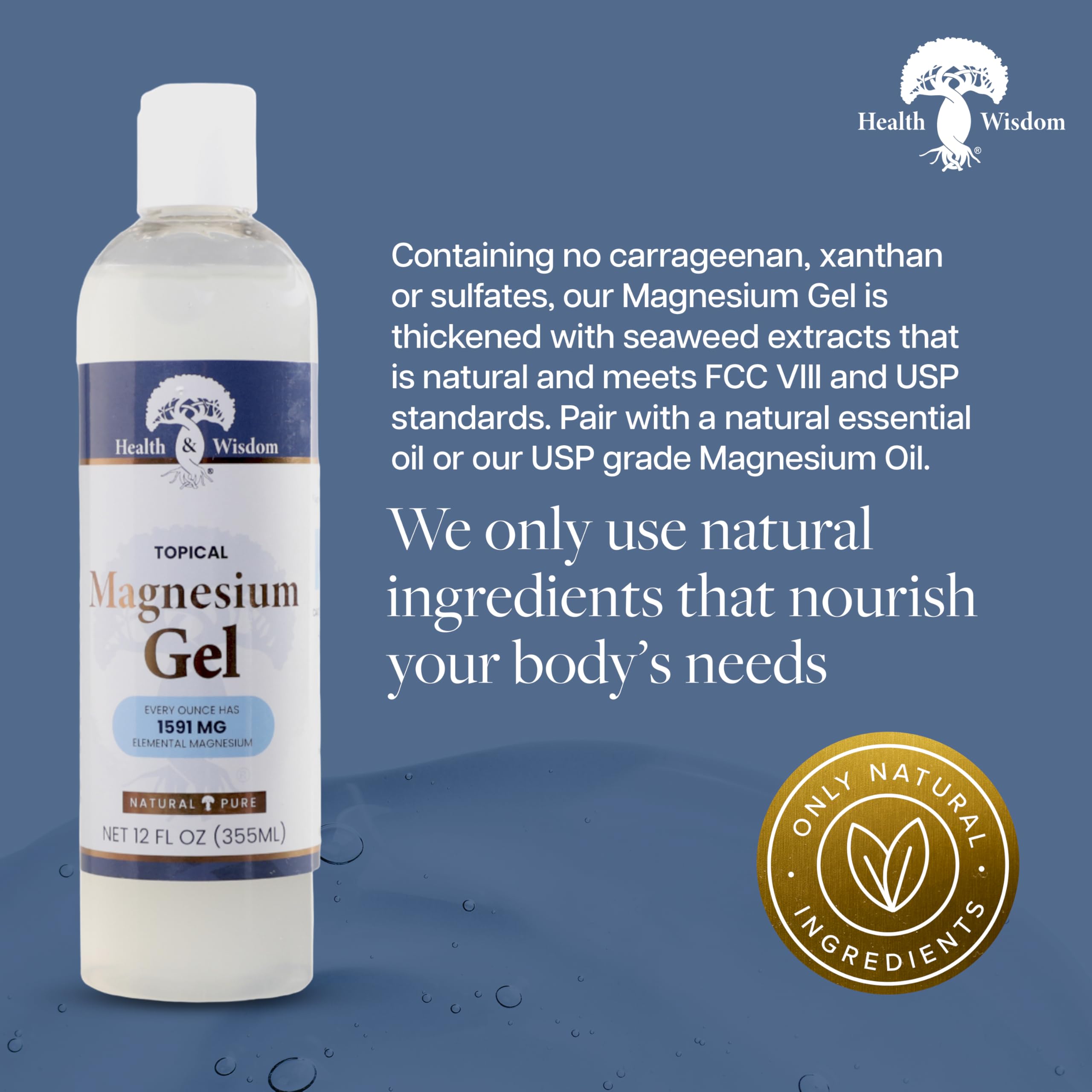 Health and Wisdom Pure Magnesium Gel close-up texture highlighting seaweed infusion