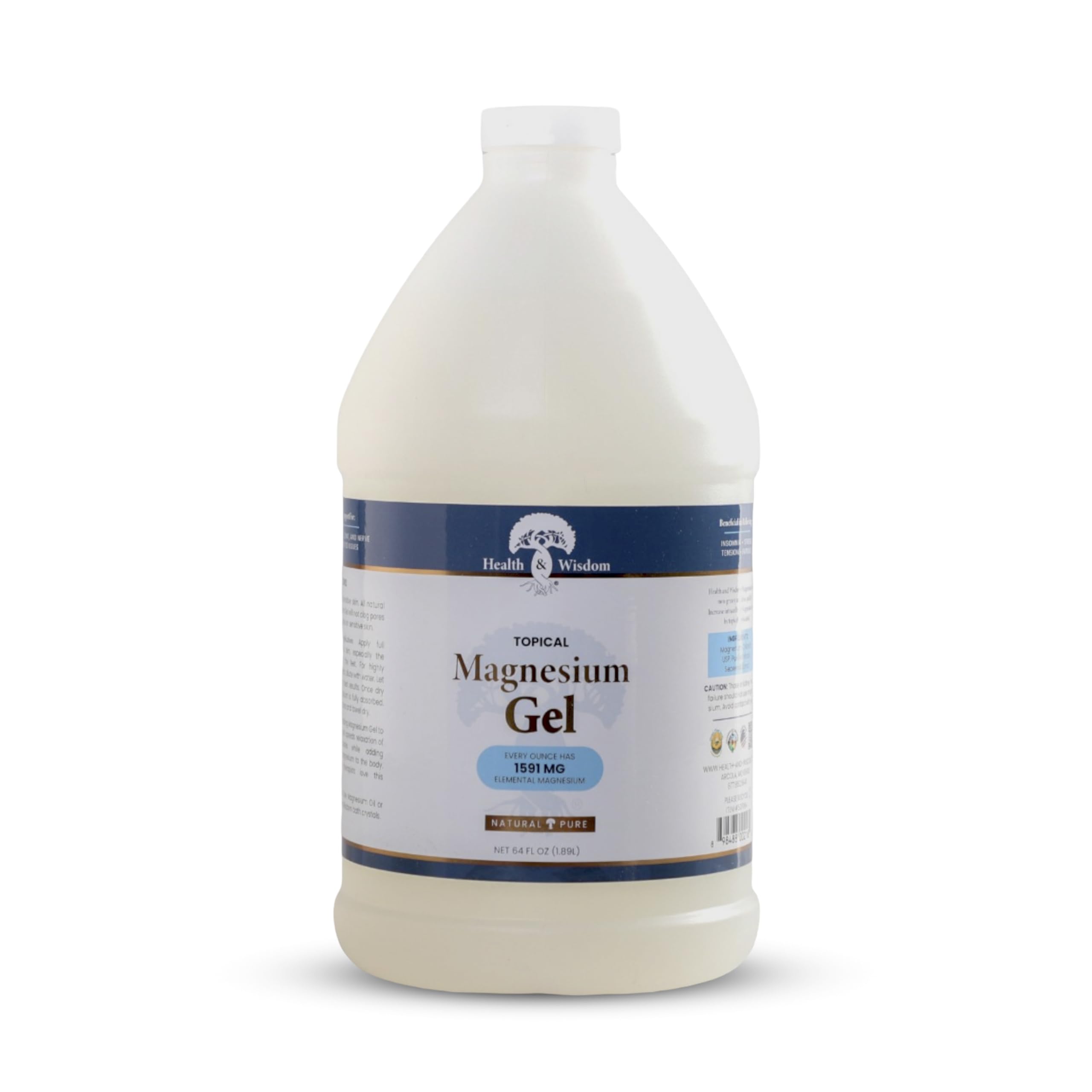 Health and Wisdom magnesium gel bottle with seaweed extract for topical hydration and ease of use