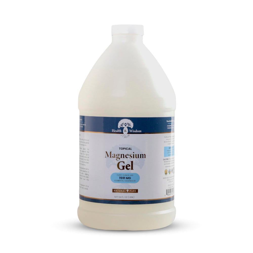 Health and Wisdom magnesium gel bottle with seaweed extract for topical hydration and ease of use
