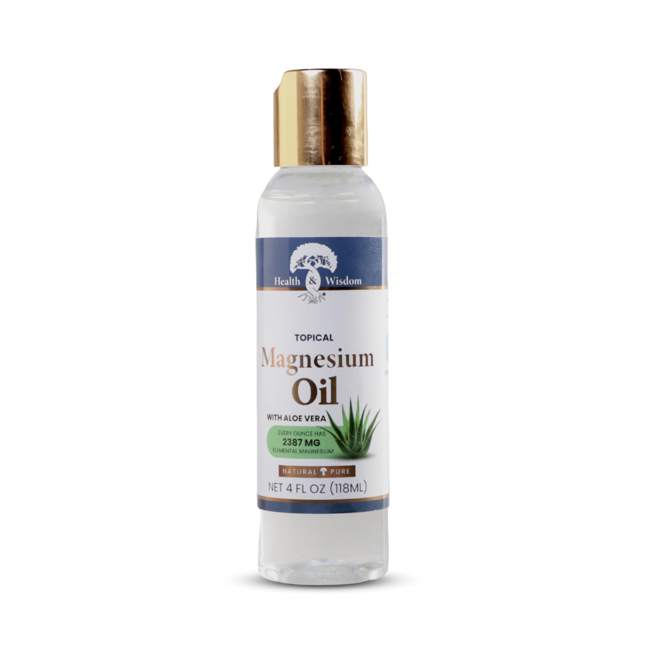 Health and Wisdom Pure Magnesium Oil bottle and pour supports targeted skin hydration.