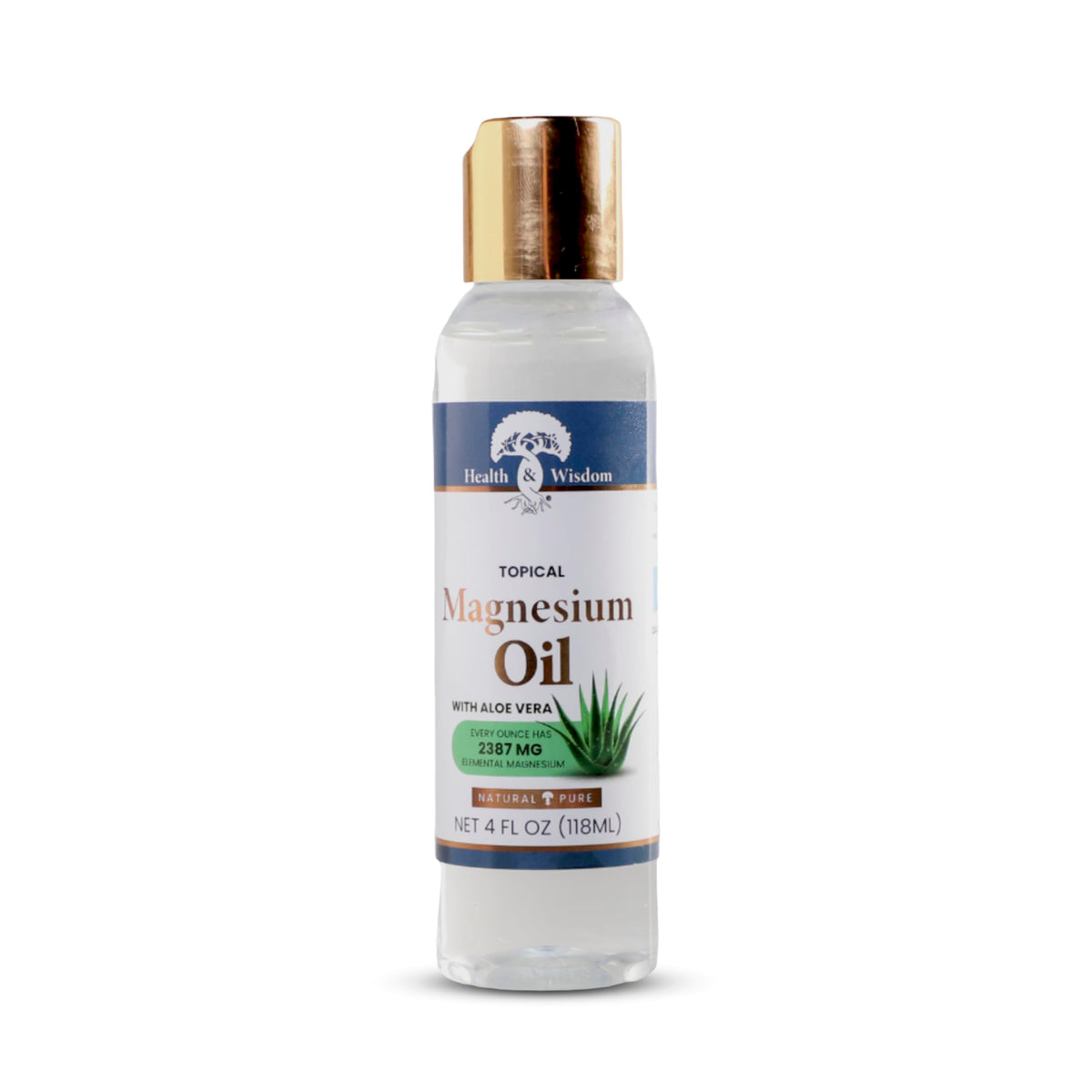Health and Wisdom Pure Magnesium Oil bottle and pour supports targeted skin hydration.
