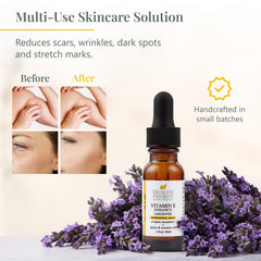 Health Priority Naturals Vitamin E oil for hair care to smooth strands and add shine.