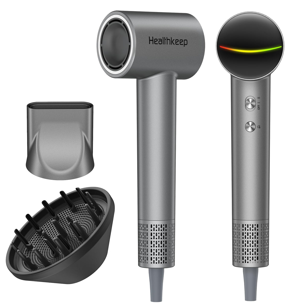 Healthkeep hair dryer with 1500W motor powering fast drying for busy mornings.