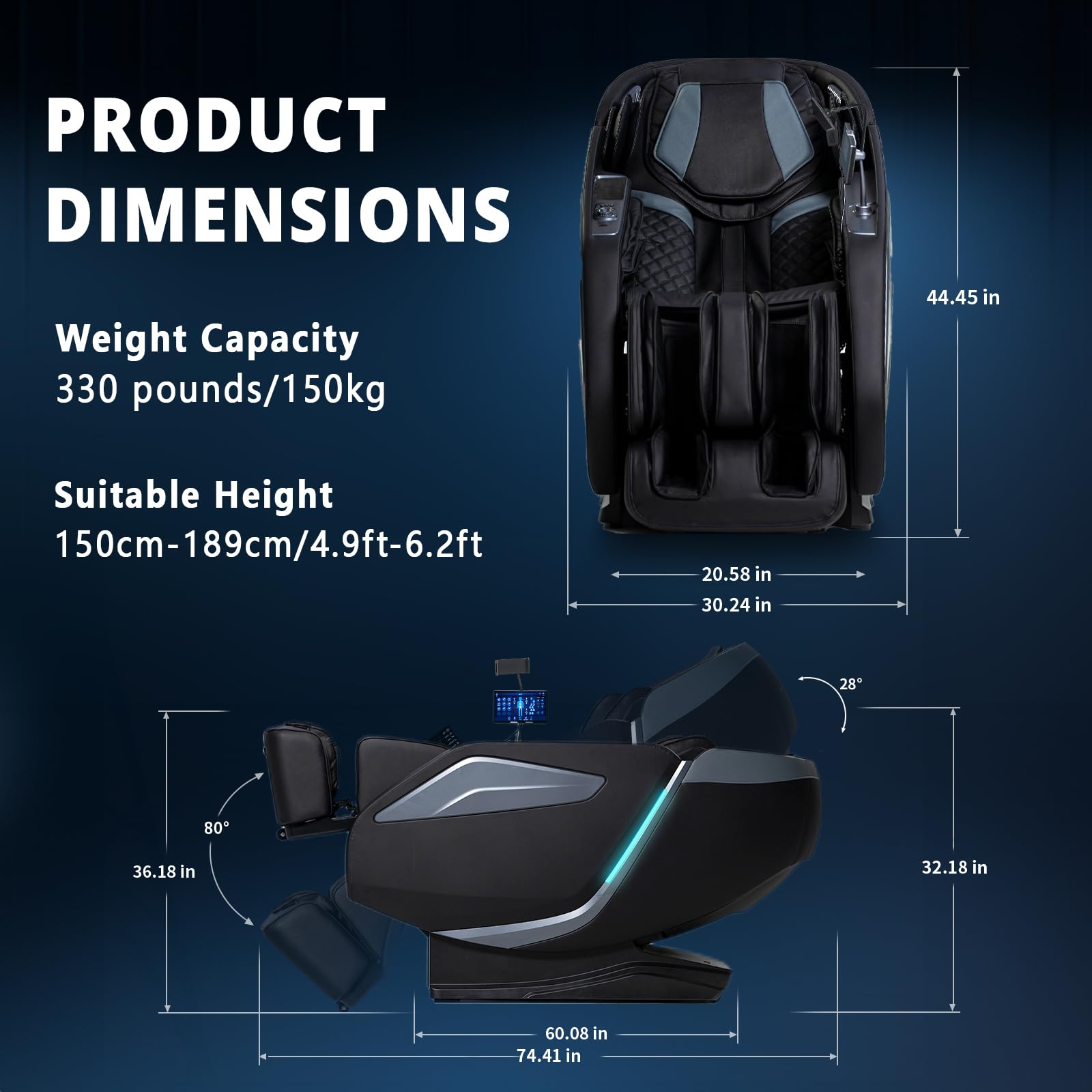 HealthRelife 4D Massage Chair SL-Track system showing spine alignment and customization