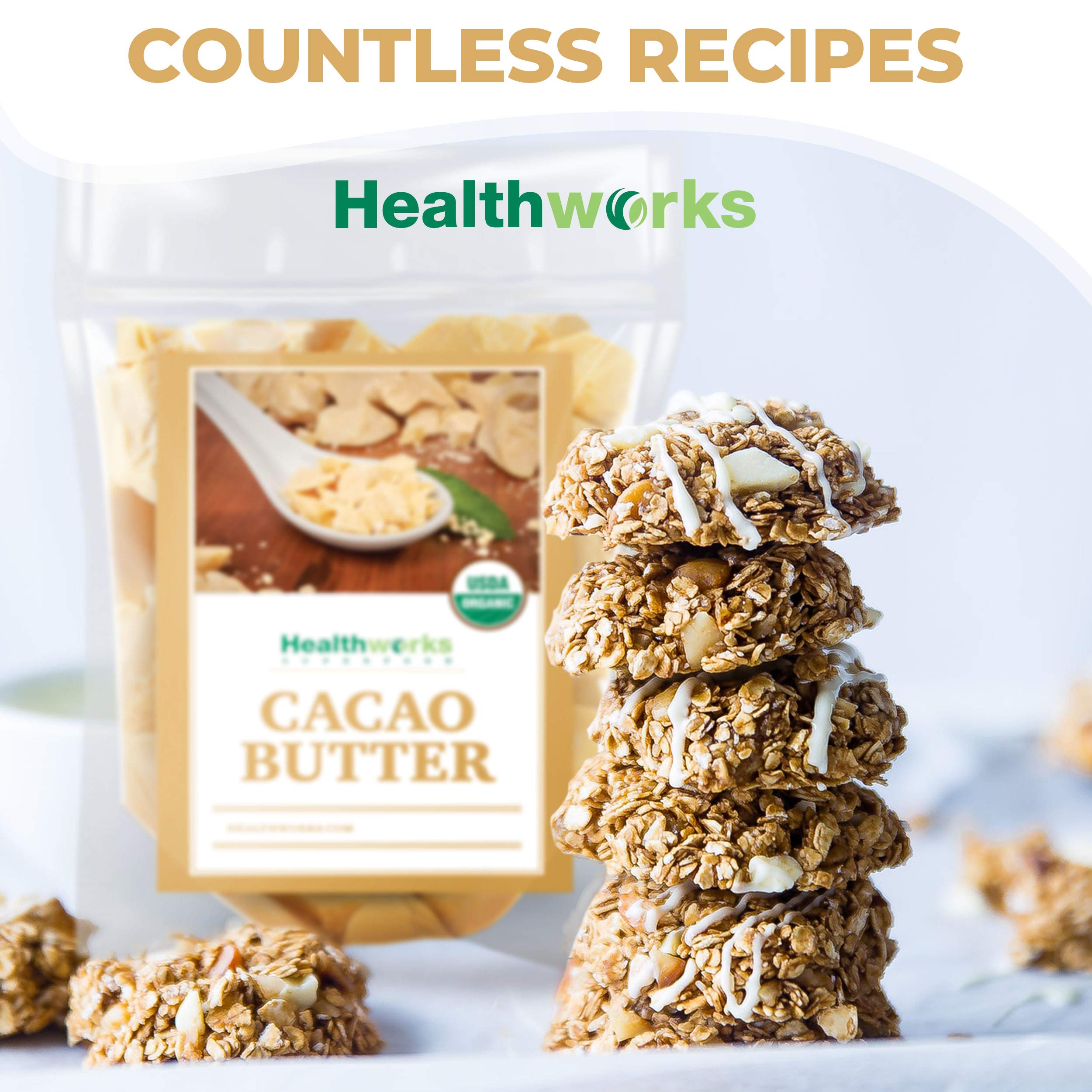 Healthworks cacao butter as a pantry staple for keto and vegan kitchens.