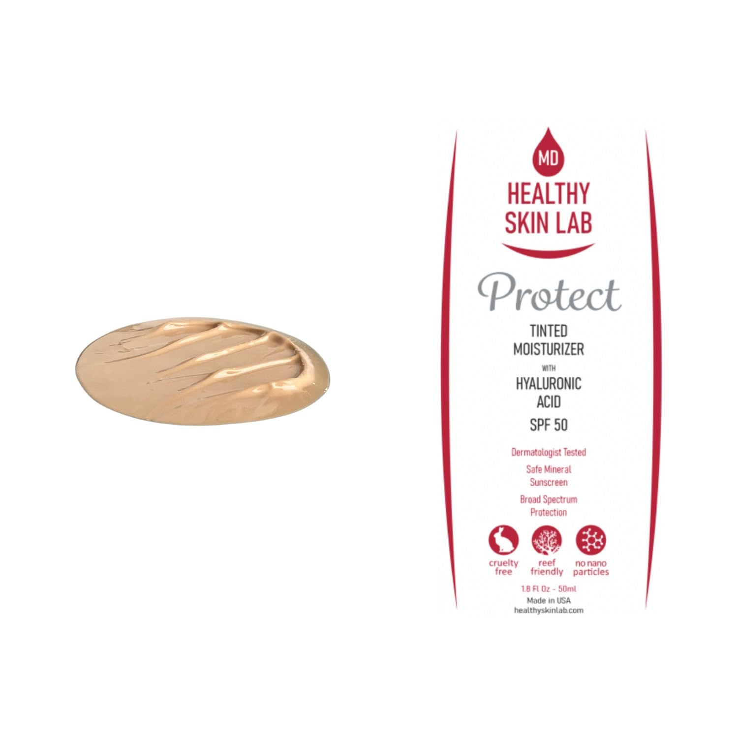 Healthy Skin Lab Protect packaging box emphasizes vegan and reef-safe labeling.