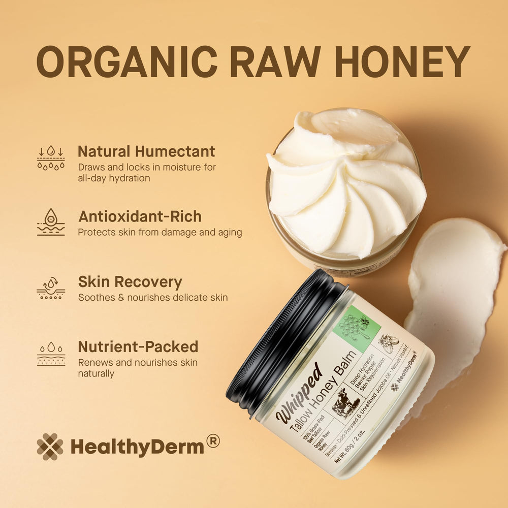 HealthyDerm Balm soothing rough dry skin with nourishing tallow and honey