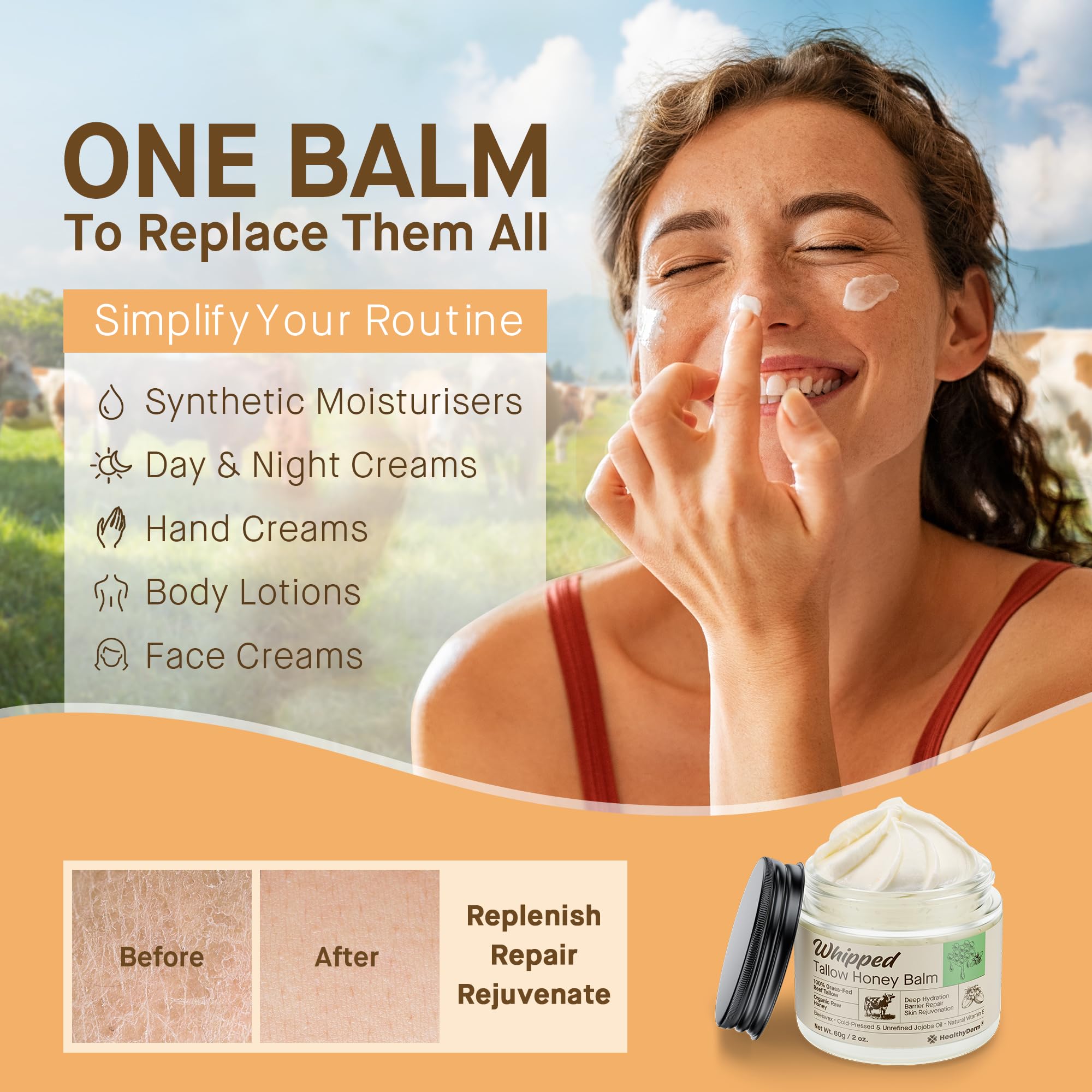 HealthyDerm Balm framed for mature skin softens texture and restores suppleness