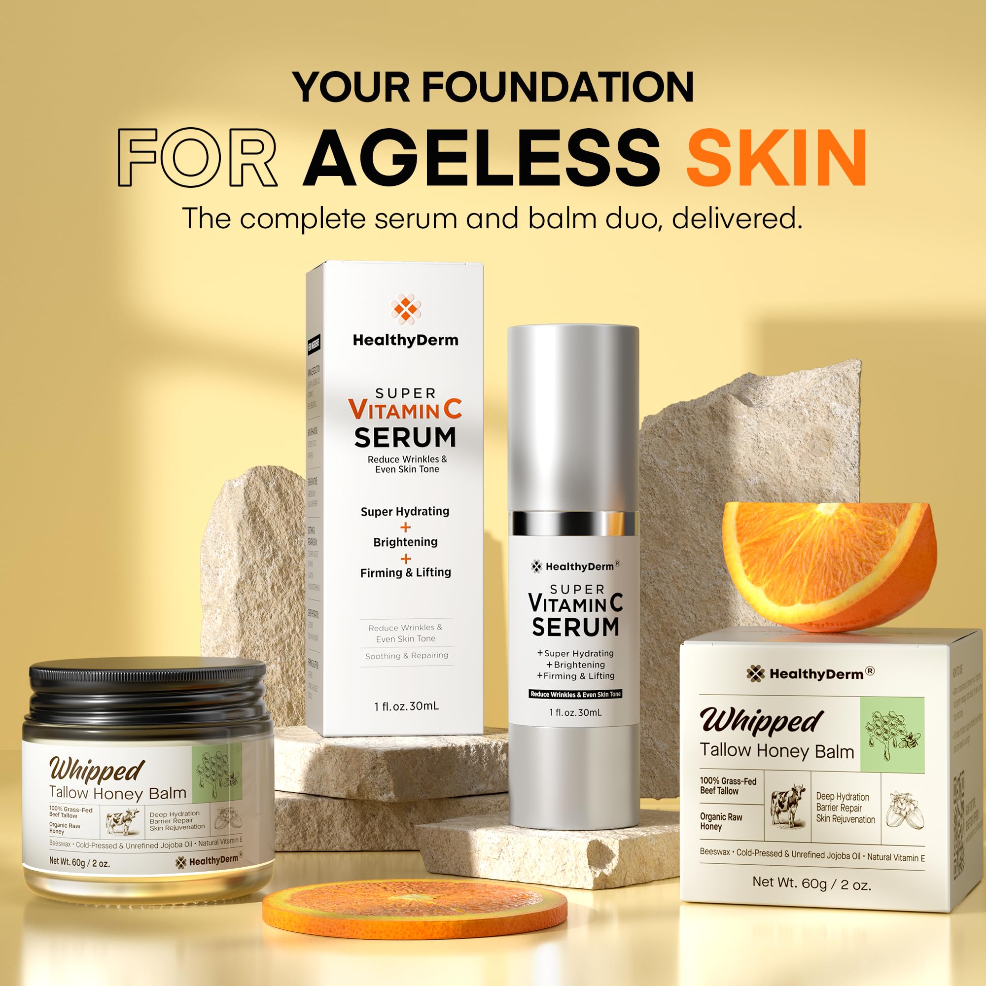 HealthyDerm cruelty-free set—paraben- and sulfate-free care for sensitive skin.