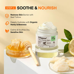 HealthyDerm beef tallow ingredients close-up highlighting grass-fed tallow and honey