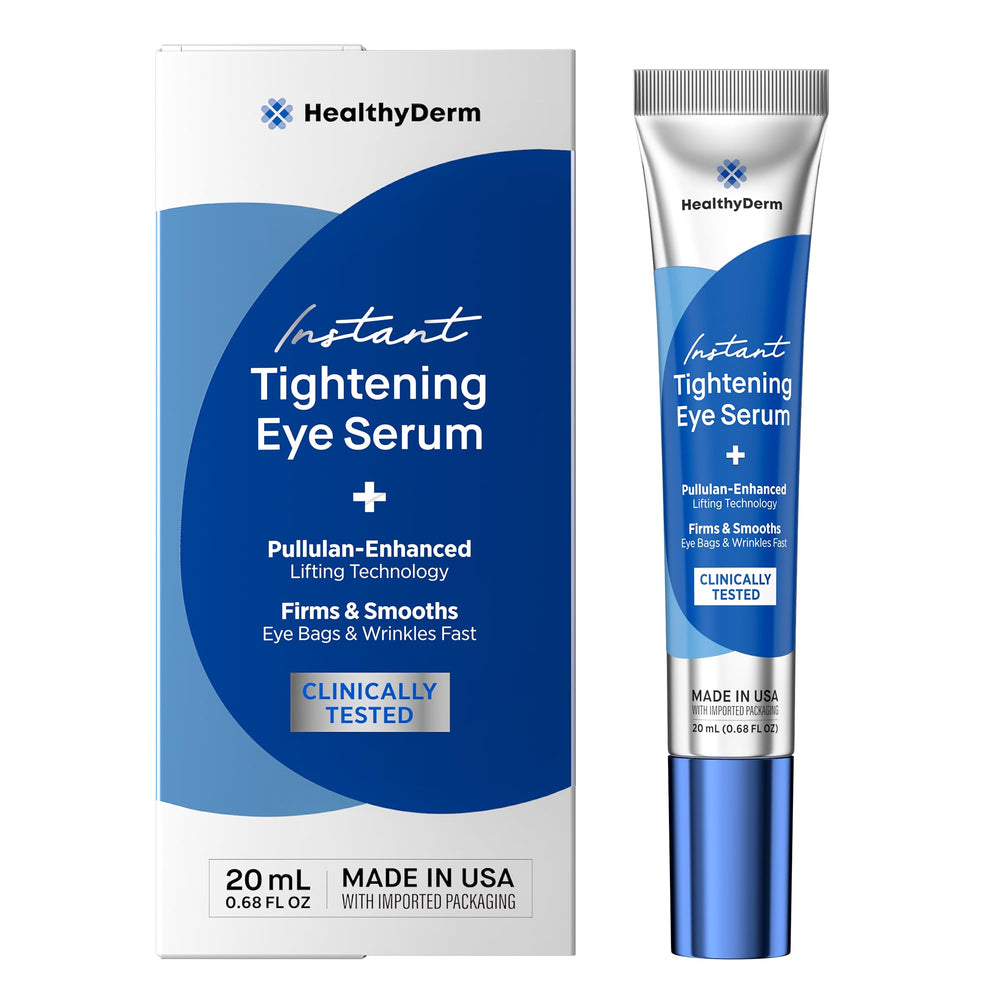 HealthyDerm Instant Eye Lift Serum bottle showing compact 20 mL packaging for travel.