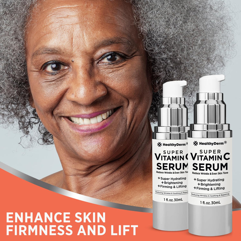HealthyDerm niacinamide vitamin c serum dropper emphasizes barrier support for aging skin
