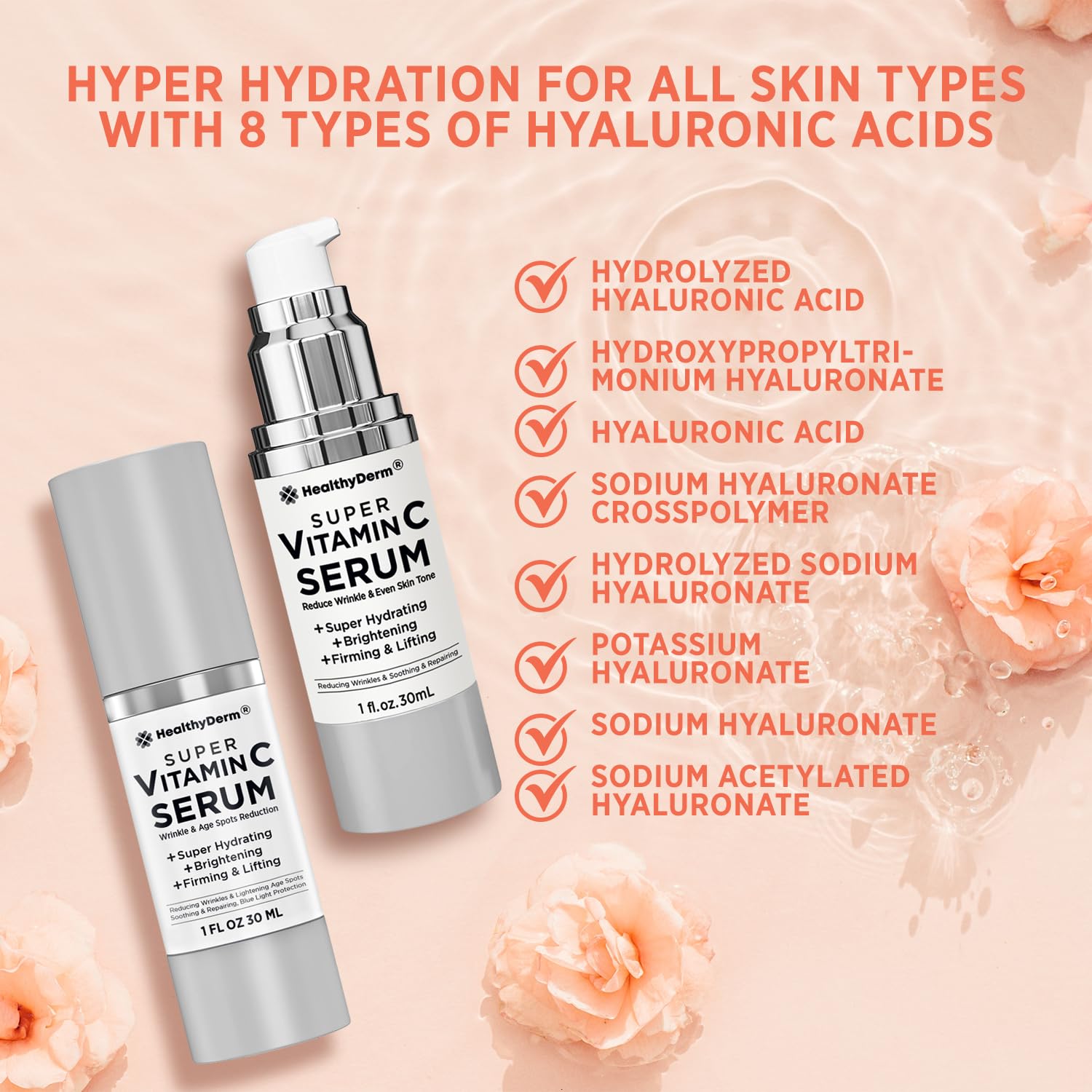 HealthyDerm peptides vitamin e serum jar conveys a smoother feel and resilience