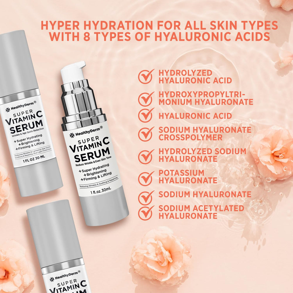 HealthyDerm serum close-up with luminous glow and hydration
