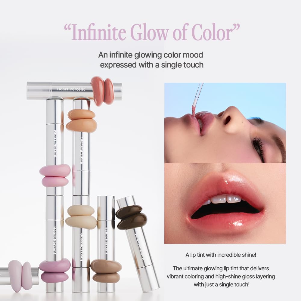Heart Percent Dawn Mauve High Shine Finish for luminous lip presence