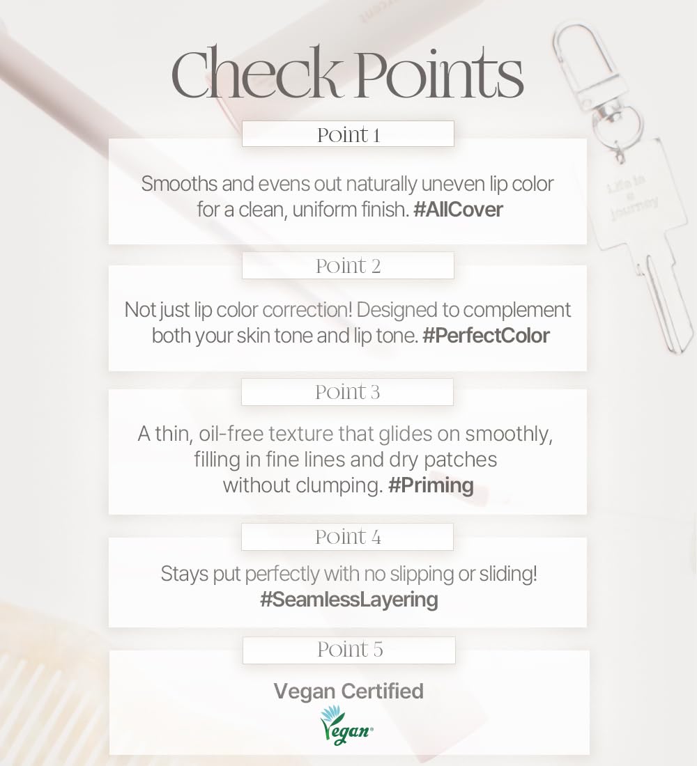 Heart Percent Dote On Mood All Cover Lip Base creates even tone for a natural lip look