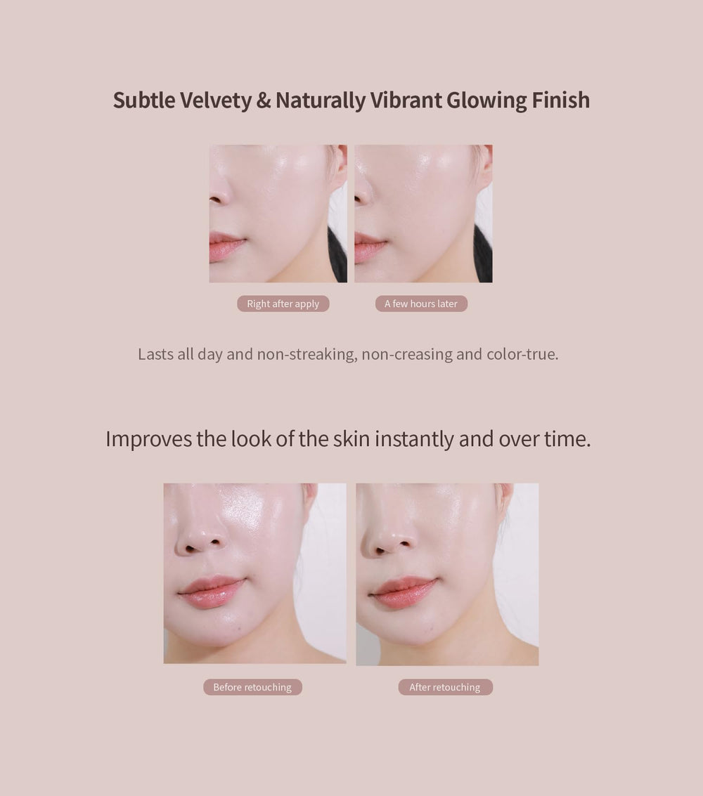Heart Percent Dote on Mood Layer Cushion satin glow finish on skin for radiant look.