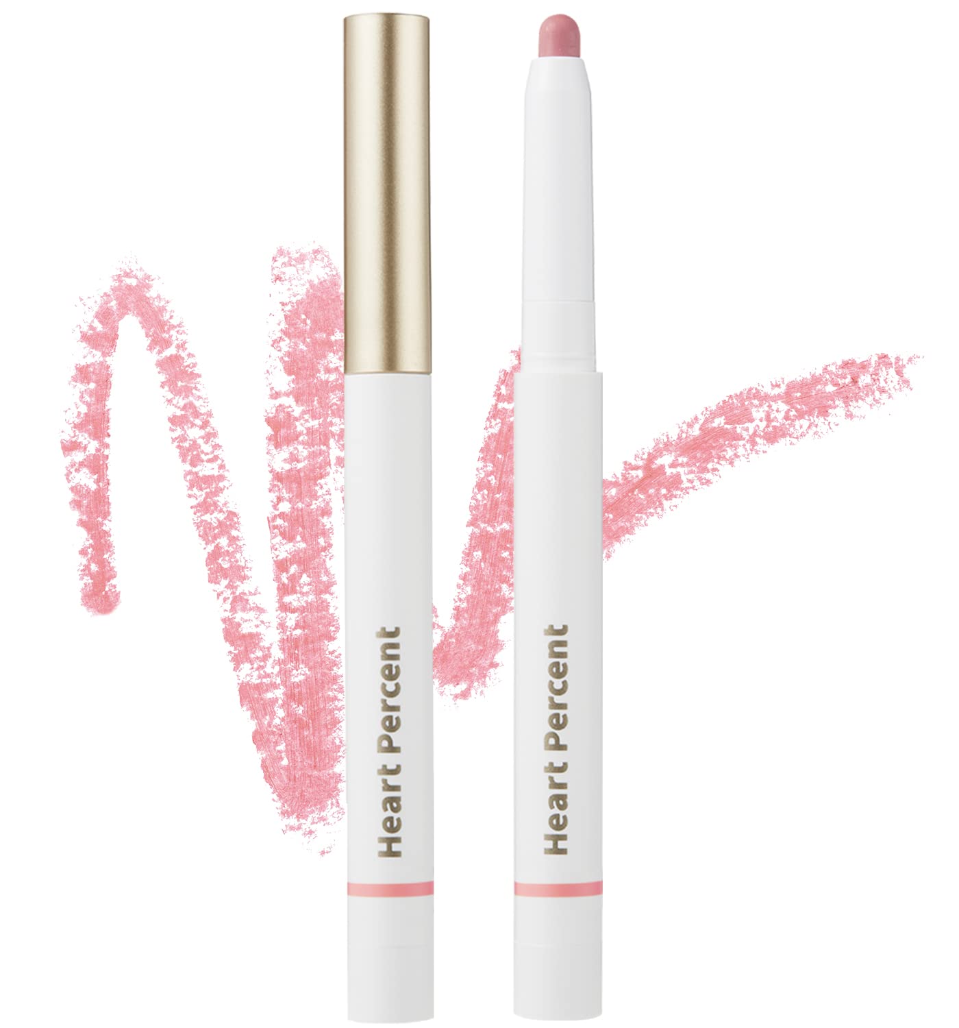 Heart Percent Dote On Mood Lip Pencil 02 Creamy Pink application for precise lip definition.