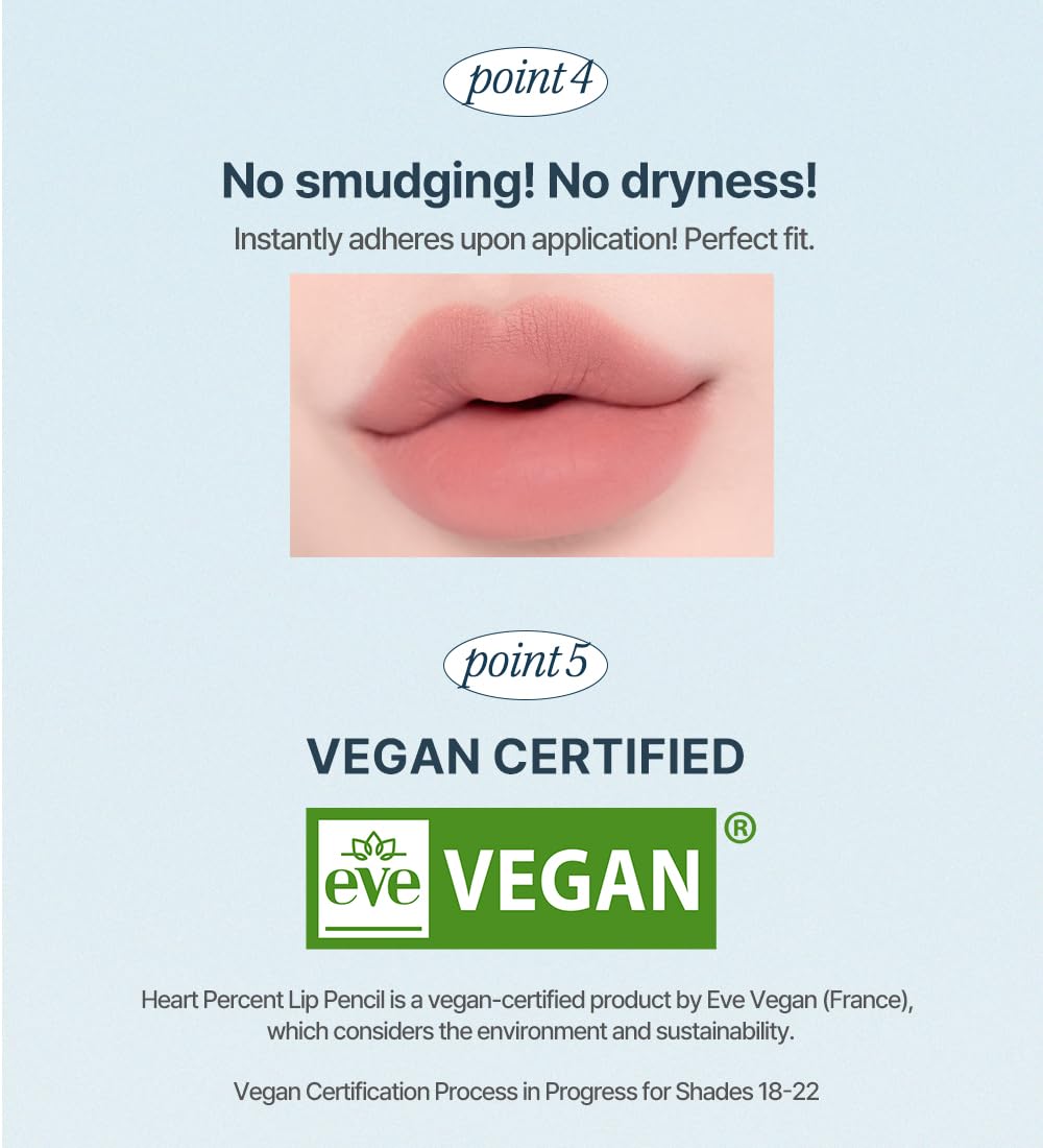 Heart Percent Dote On Mood Lip Pencil creamy texture glides on with comfortable wear.