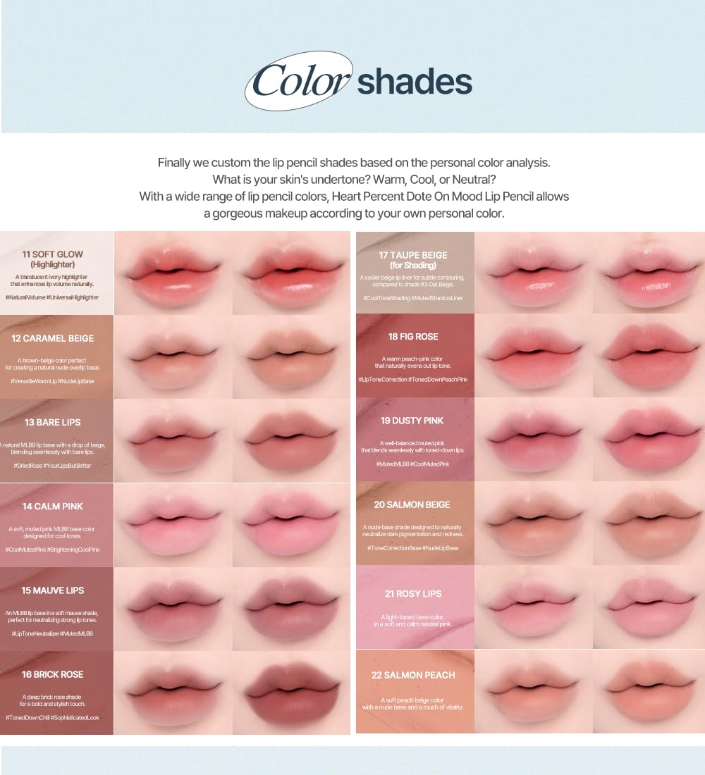 Heart Percent Dote On Mood Lip Pencil Neutral Pink Base enhances natural color