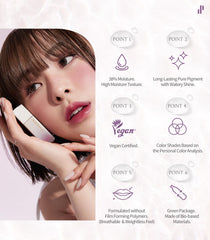 Heart Percent Dote On Mood Lip Stain application on lips demonstrates smooth glide