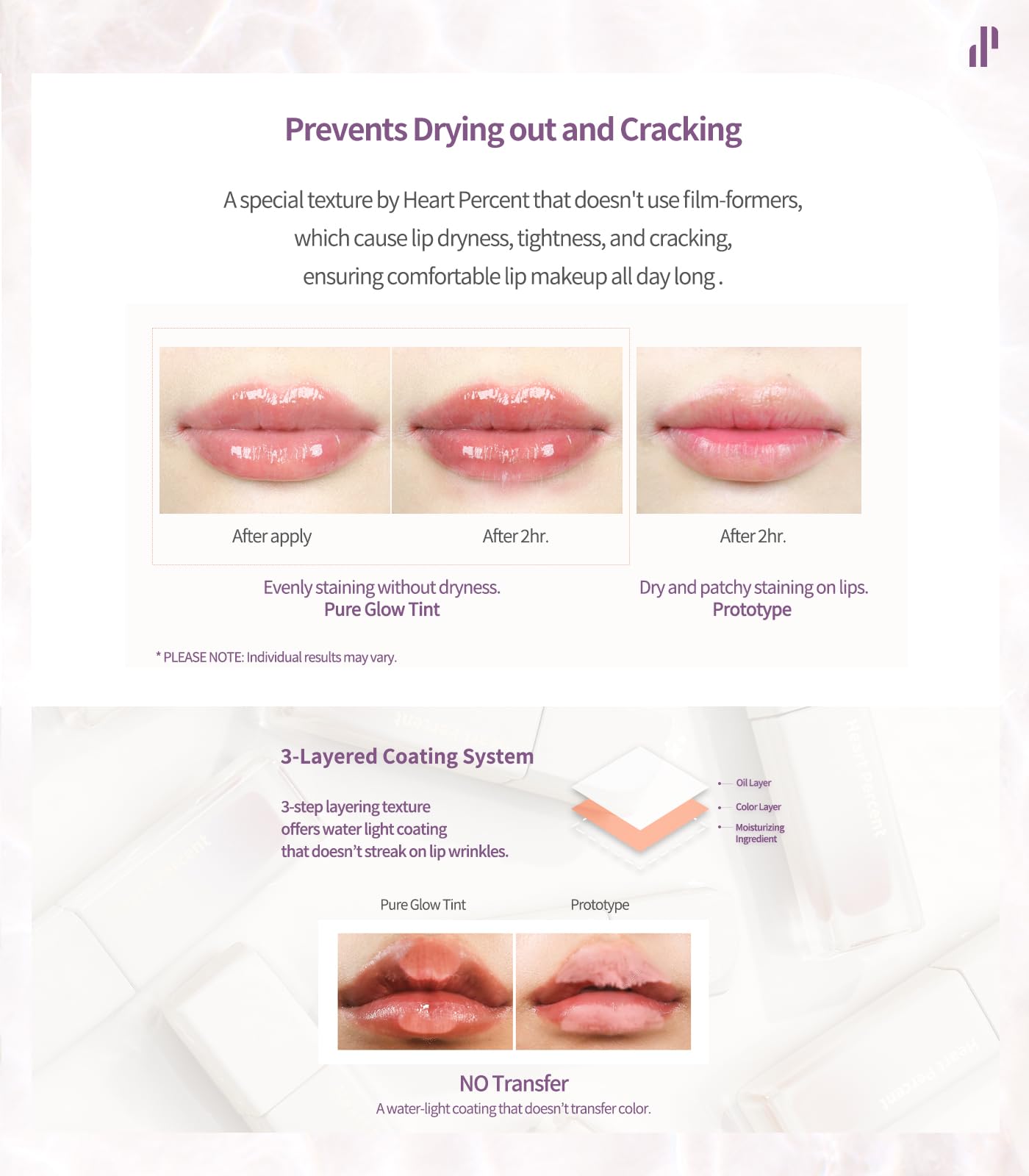 Heart Percent Dote On Mood Lip Stain ceramide and hyaluronic acid hydrate