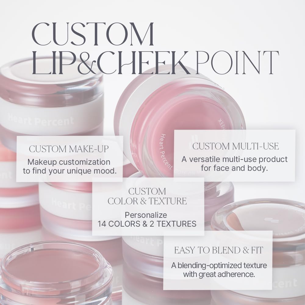Heart Percent Dote On Mood glow Shine Balm swatch shows radiant dew for lips and cheeks.