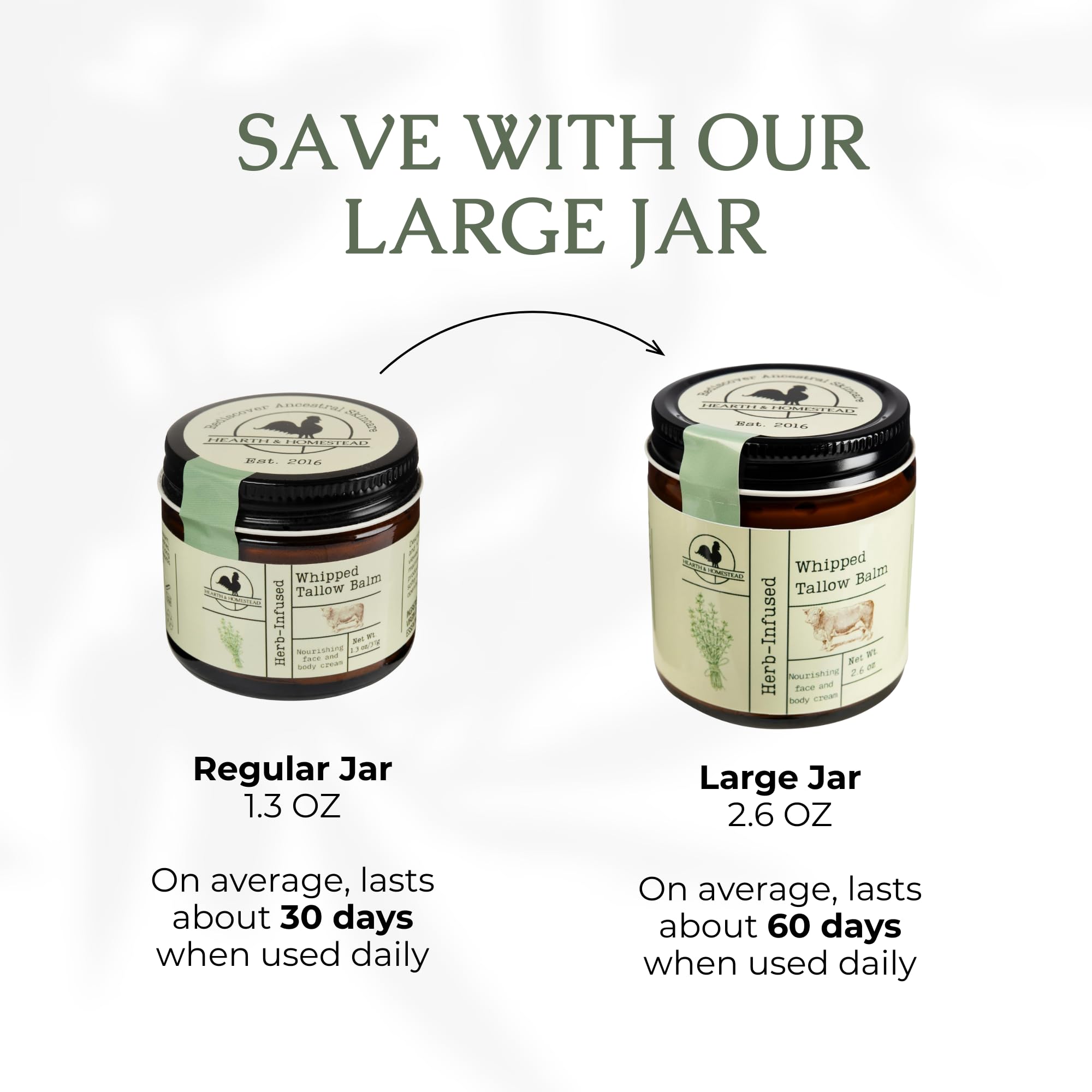 Hearth and Homestead golden tallow visual emphasizes nourishing base fat and vitamin-rich formula.