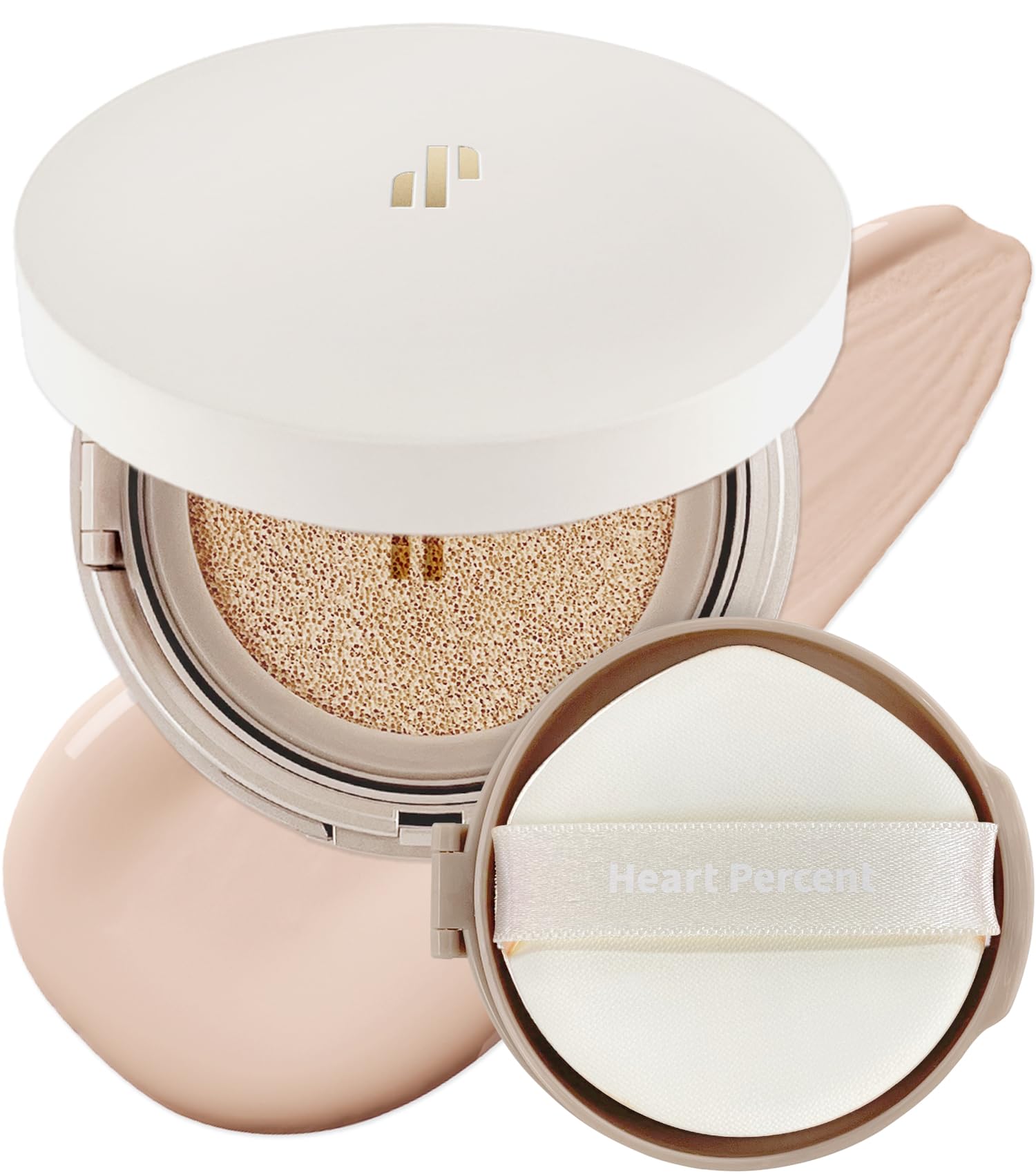 Heart Percent Dote on Mood Layer Cushion compact displaying satin glow finish for everyday radiance.