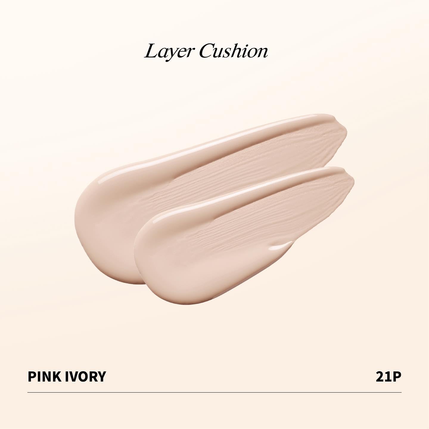 Heart Percent Dote on Mood Layer Cushion shade 21P Pink Ivory for cool undertones.