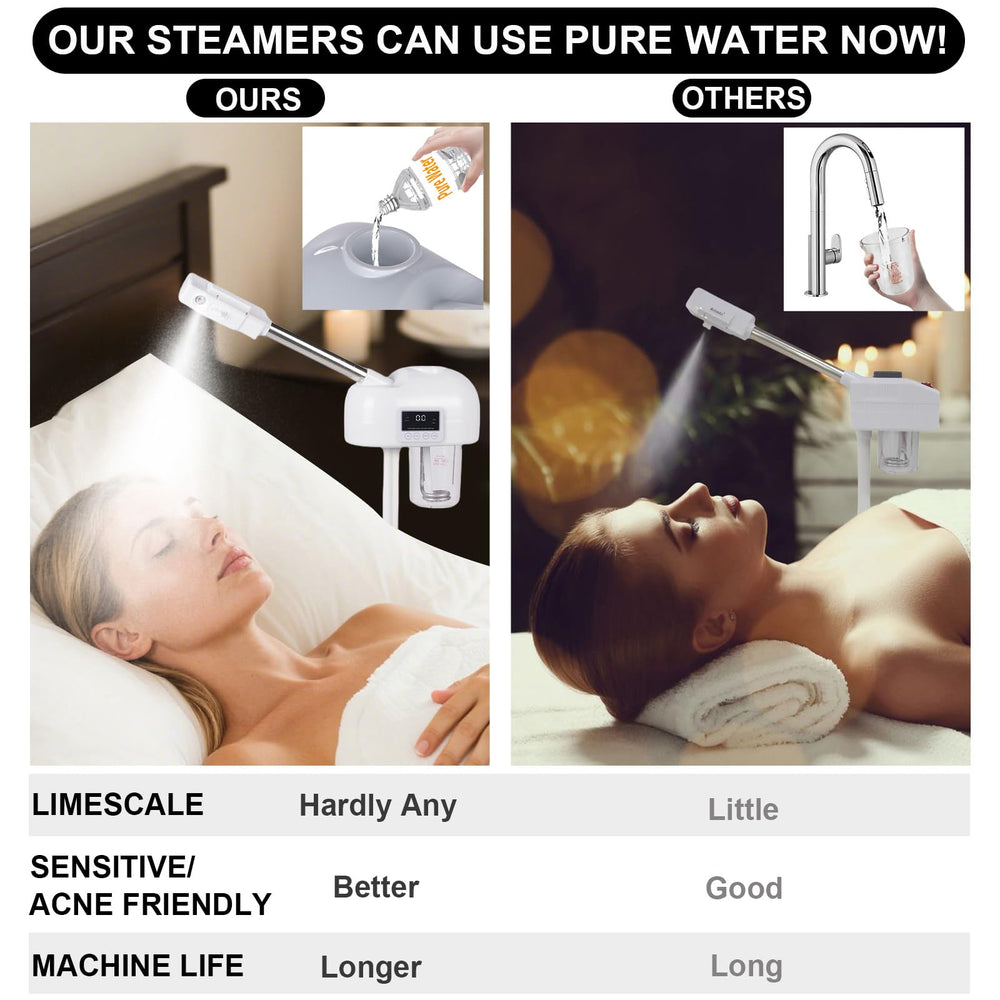 HeavenBird adjustable-height stand enables comfortable positioning during treatments.
