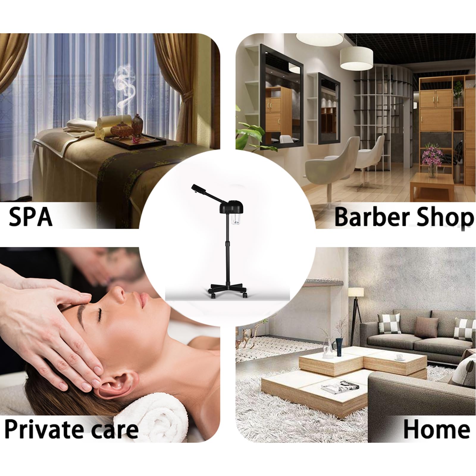 HeavenBird Stand Professional Ozone Facial Steamer rolling base supports mobile use in salons.