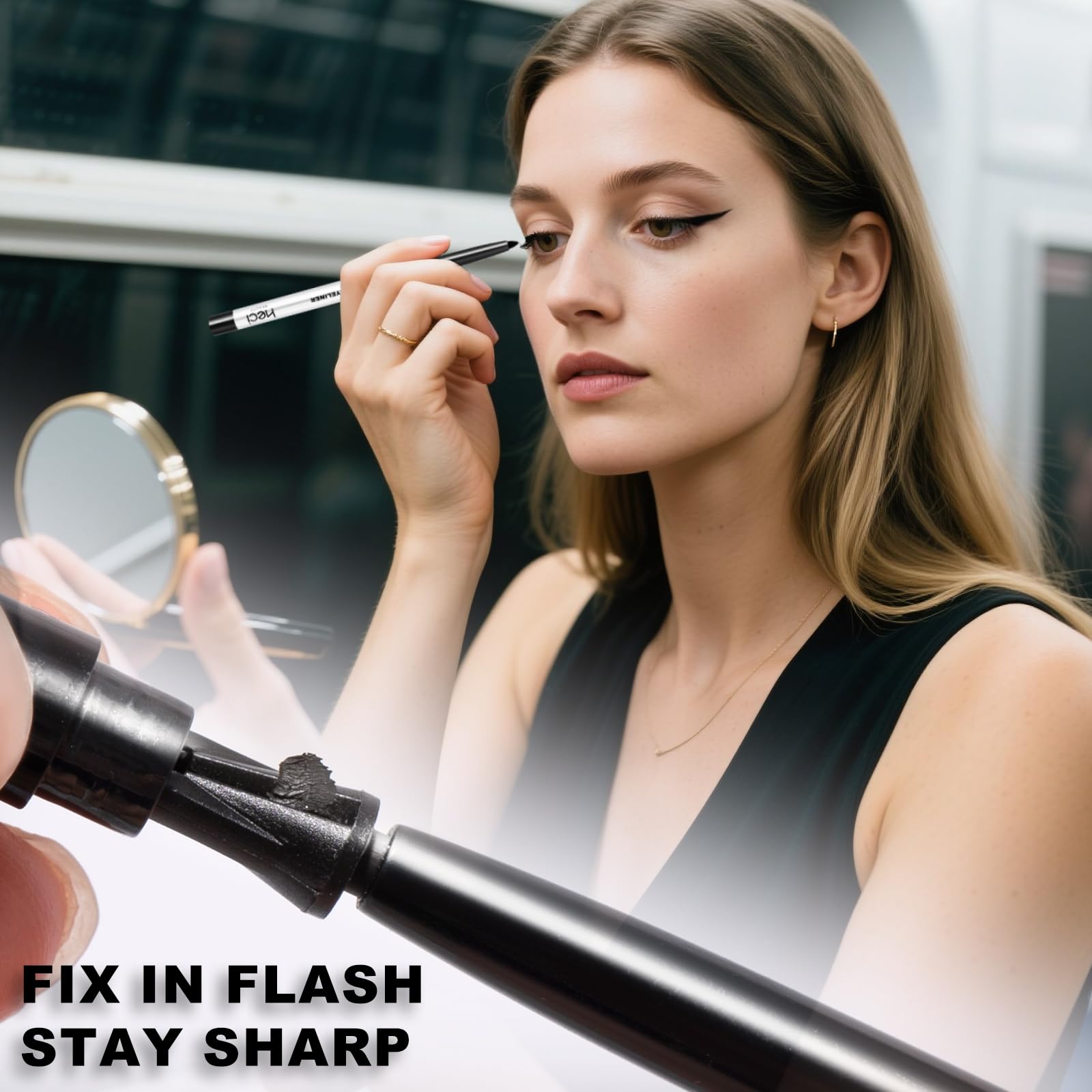 HECI BEAUTY display of 24-hour waterproof wear.