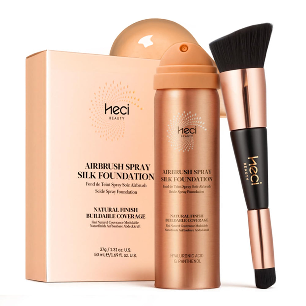 HECI BEAUTY AirBrush foundation bottle with fine mist for even coverage