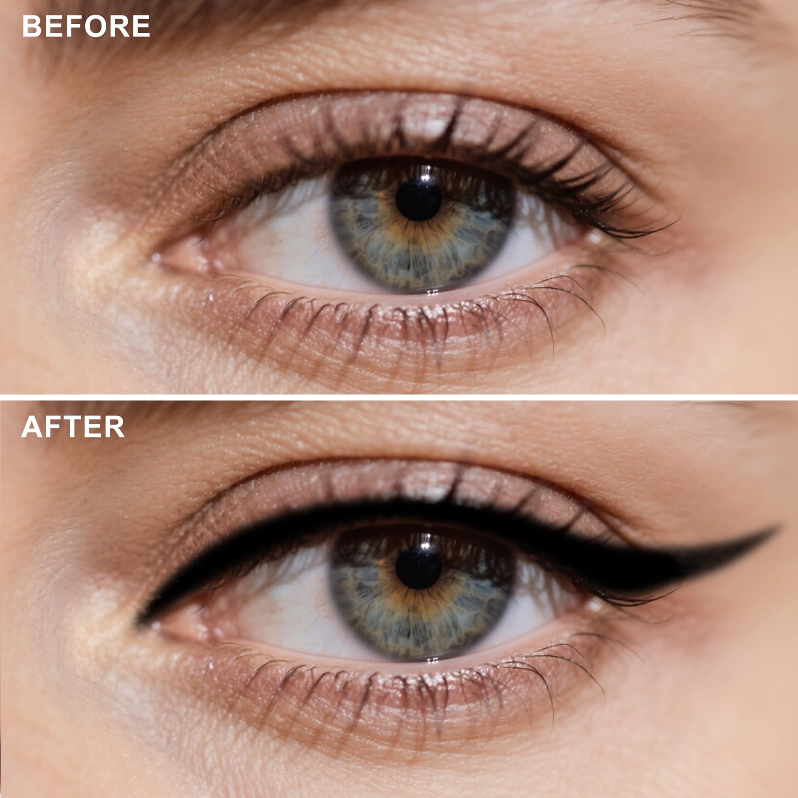 HECI BEAUTY pigment-rich swatch in black and brown shades.