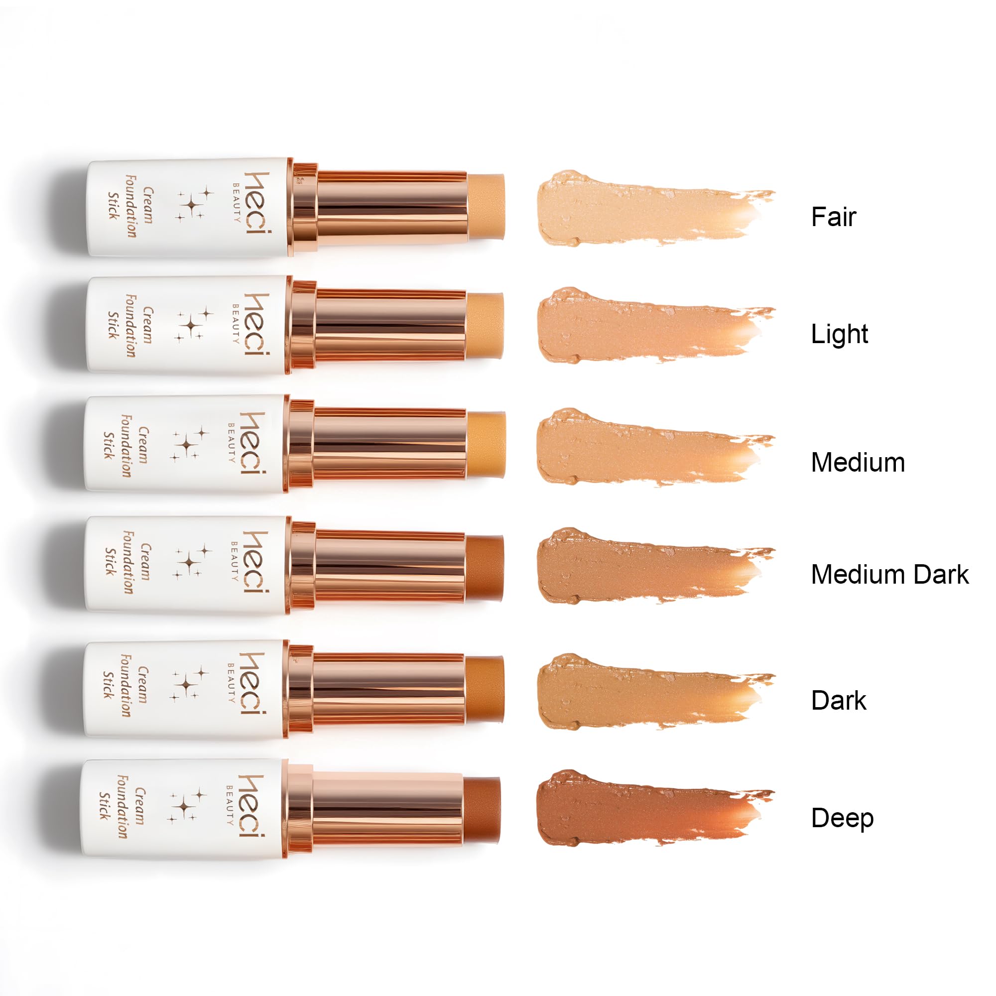 Balm-to-cream texture of HECI BEAUTY foundation stick shown on skin.