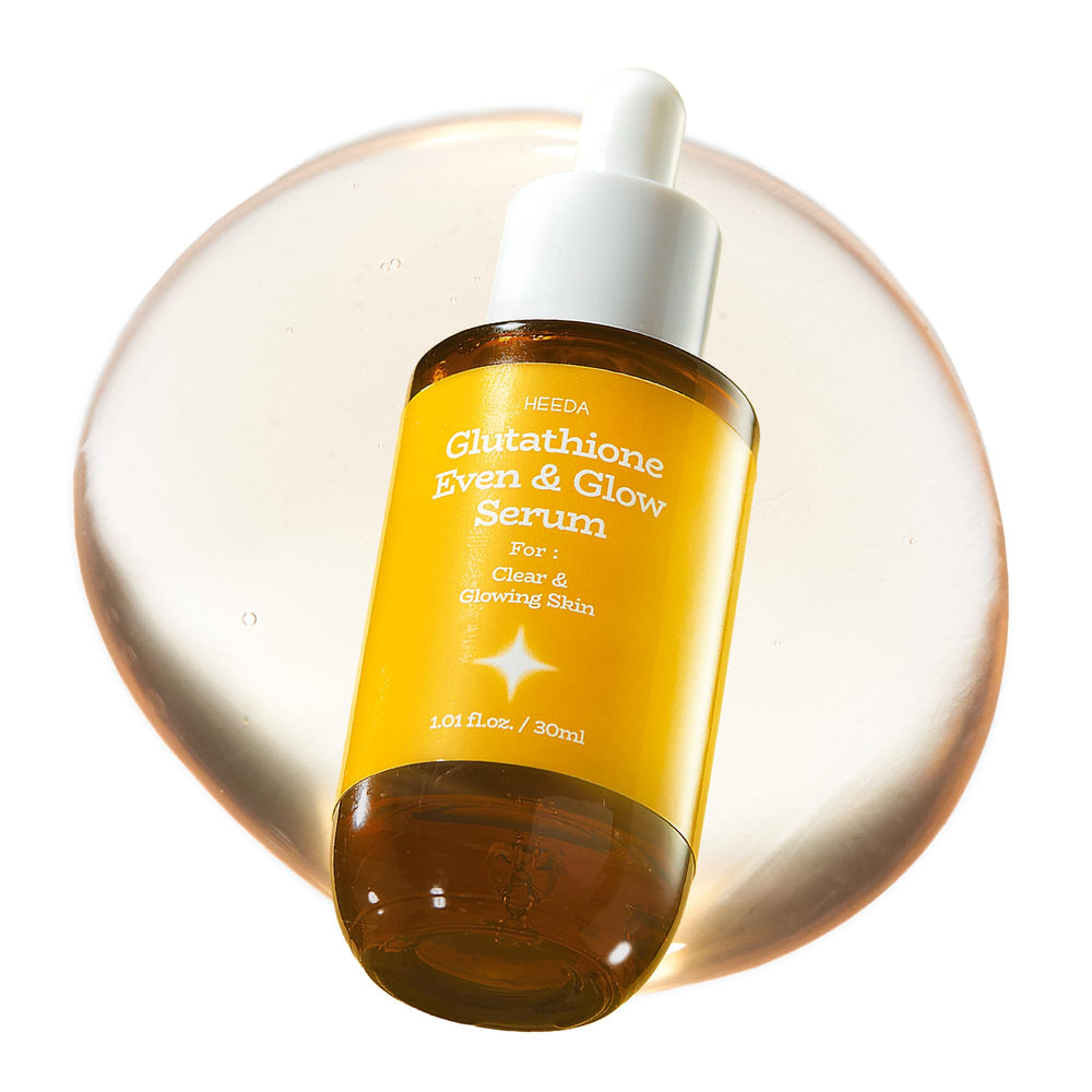 HEEDA Glutathione Serum bottle close-up for a brightening routine