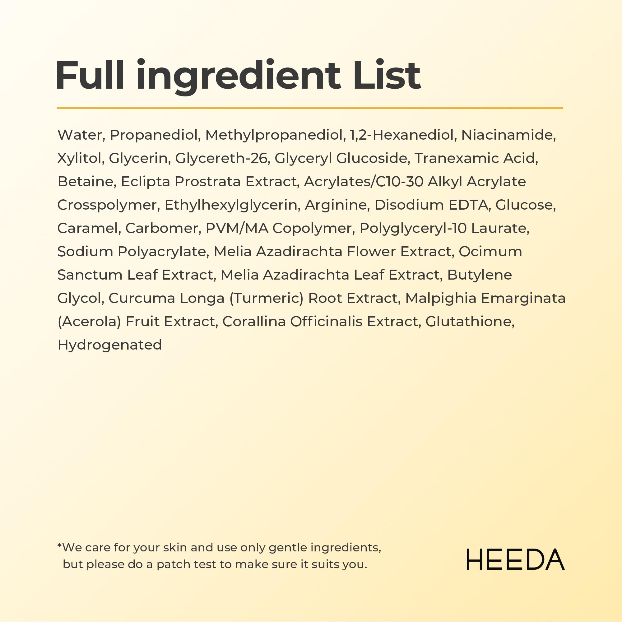 HEEDA Clean Beauty badge on packaging underscoring vegan, cruelty-free formula