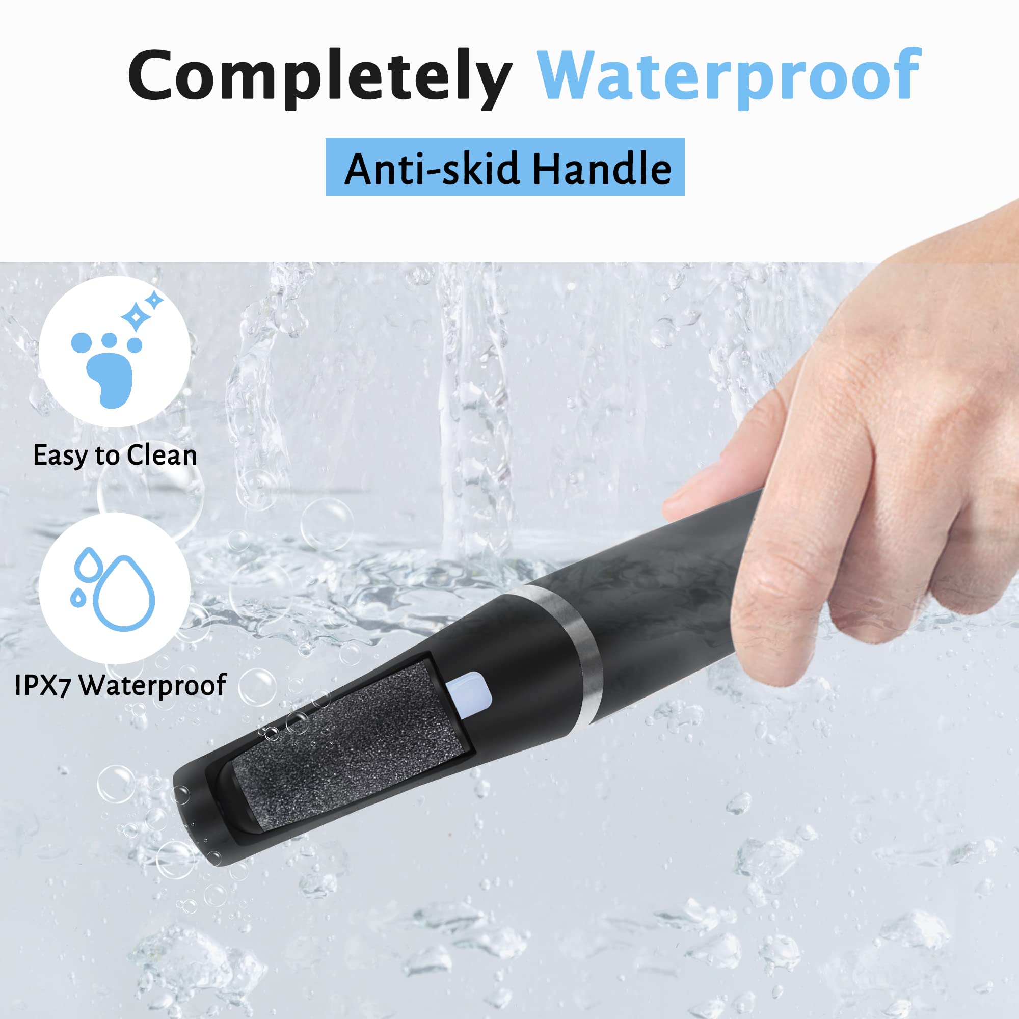 Heelos 360° rotating roller head for thorough dead skin removal