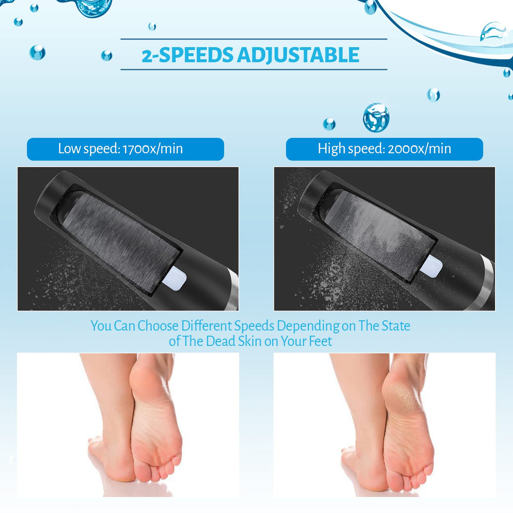 Heelos USB-rechargeable foot file with long-lasting battery for cordless use